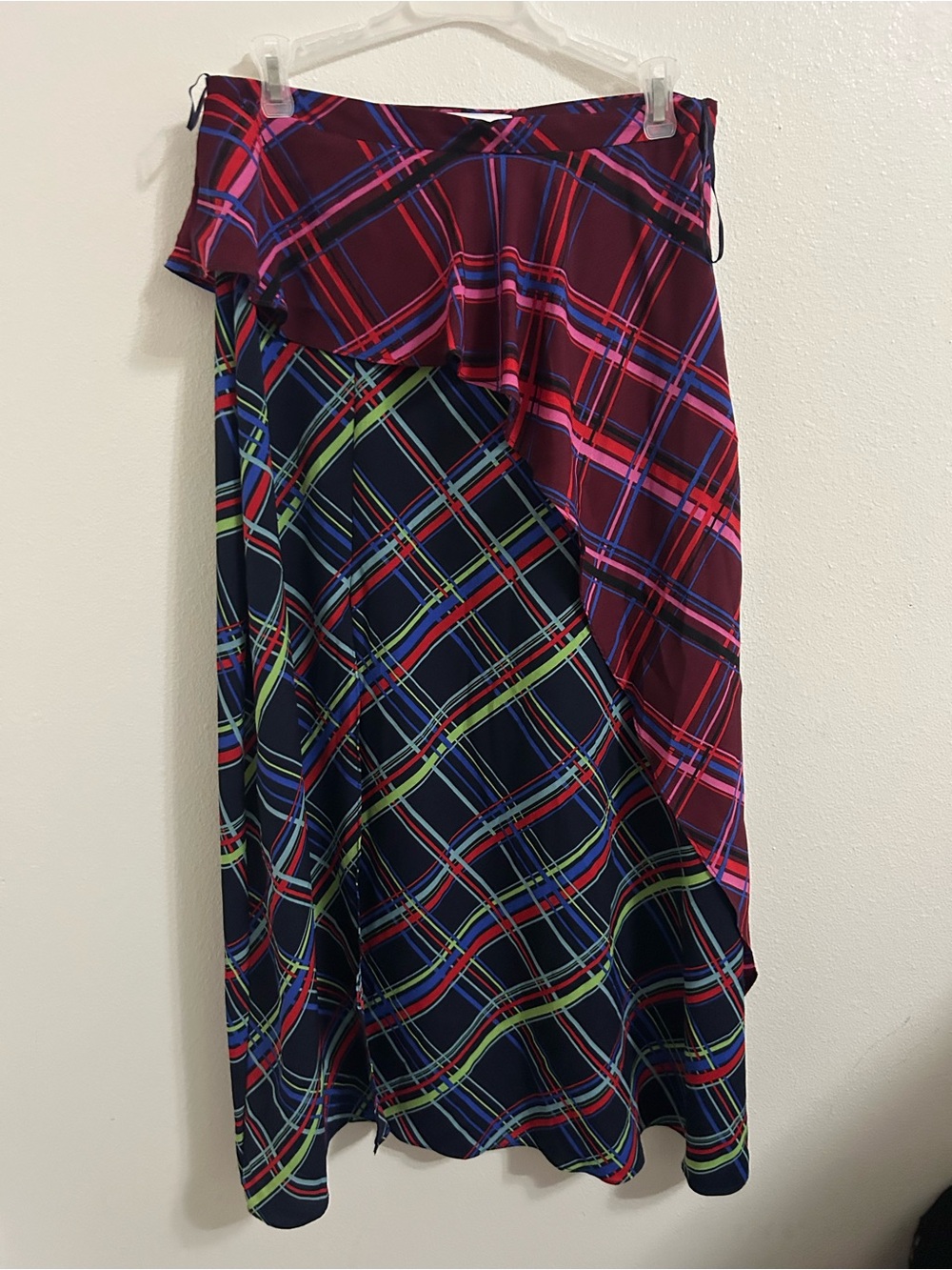 Top shop plaid colorful layered look midi skirt